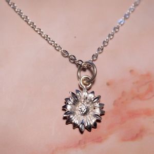 Silver 925 pendant sunflower necklace